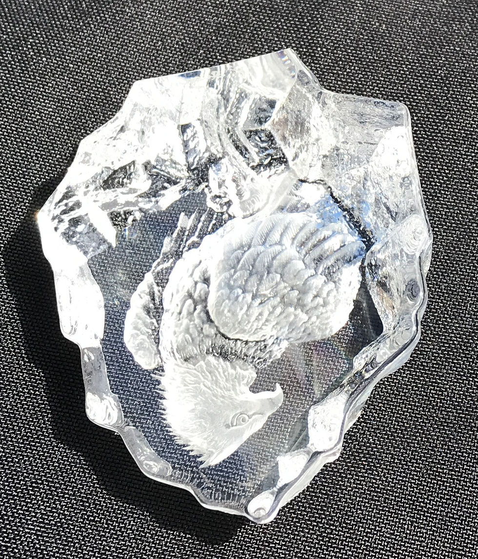 Thumbnail: Vintage Mats Jonasson Sweden Small Sculpture of Eagle Paperweight