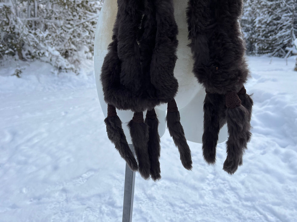 Thumbnail: Vintage Brown Woven Rabbit Fur Scarf