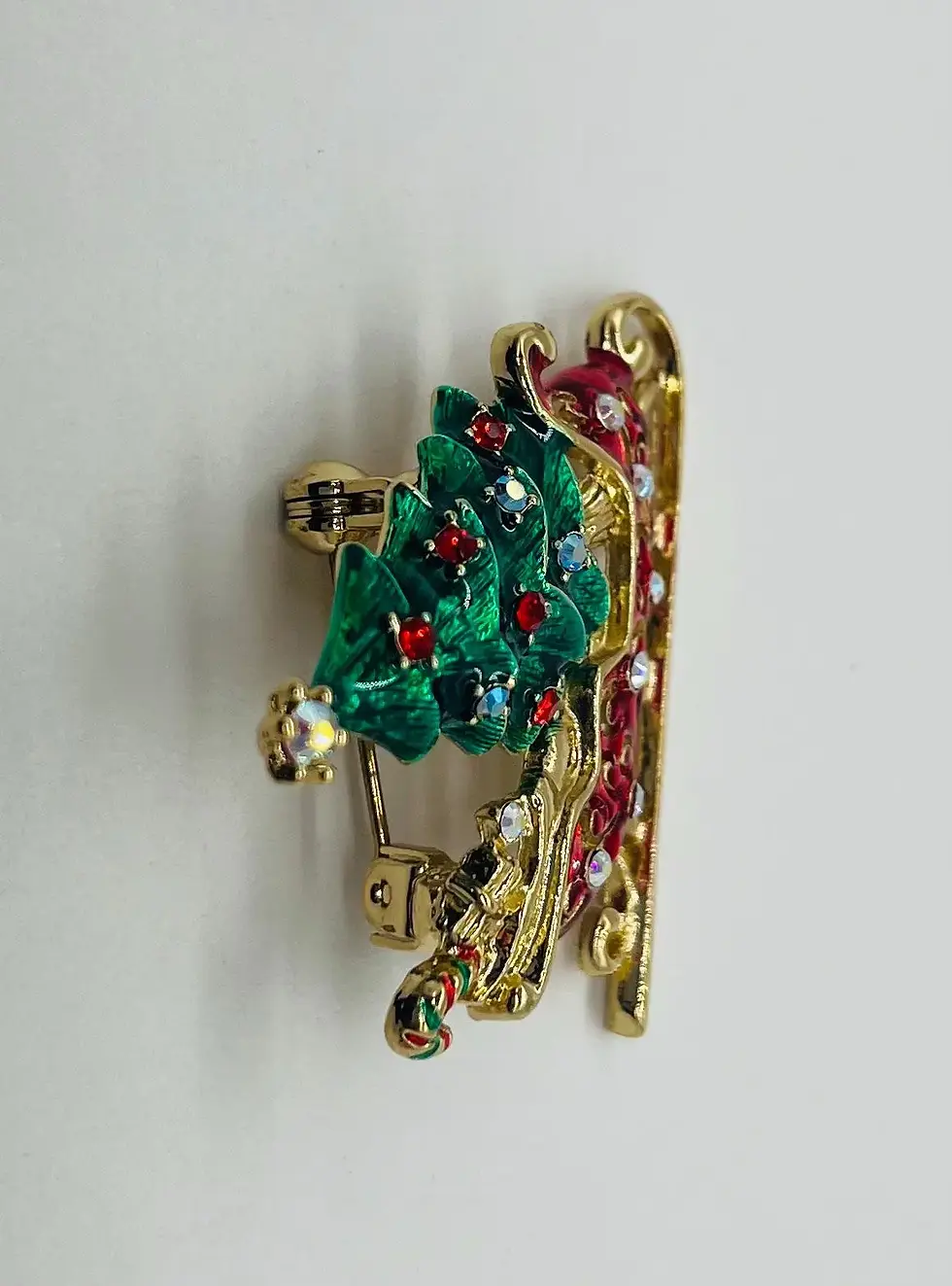 Thumbnail: Vintage Christmas Sled with Tree and Presents Brooch Pin