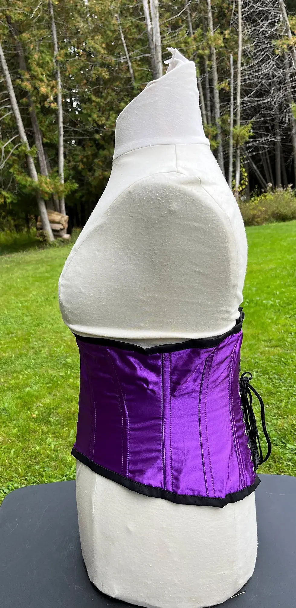 Thumbnail: Traditional Steel Boned Purple with Black Trim Underbust Corset