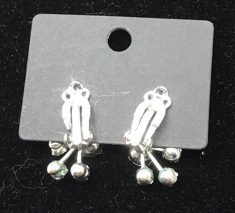 Thumbnail: Vintage Signed SHERMAN Sparkling Clear Floral Clip-on Earring