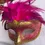 Thumbnail: Pink and Gold Fancy Masquerade Mask with Feathers on Top