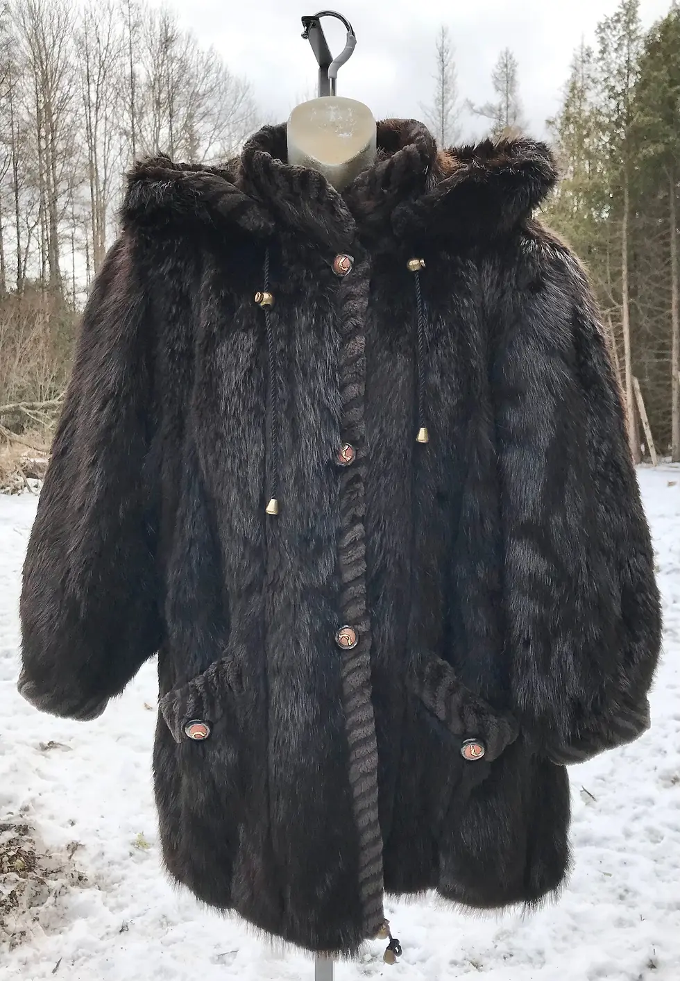 Vintage Birger Christensen Deluxe Dark Brown Mink Jacket with Hood