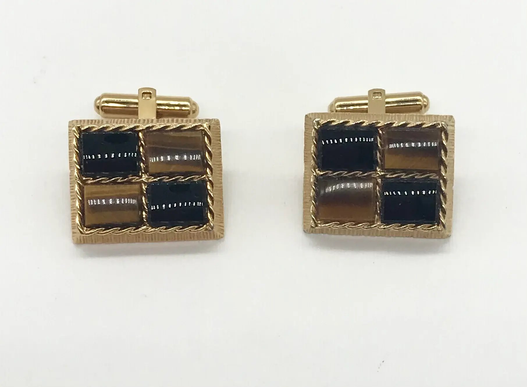 Vintage Cufflinks Rectangular Shape with Stones