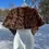 Thumbnail: Vintage Brown Rabbit Fur Winter Shawl, Wedding Shawl