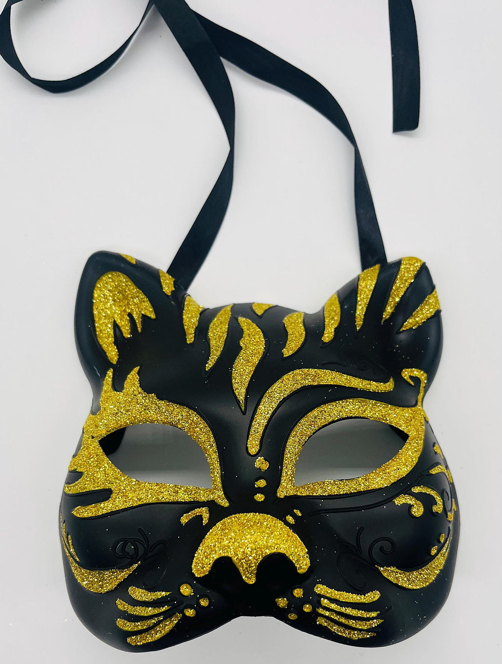Cat Style Masquerade Mask Black & Gold, Party Mask
