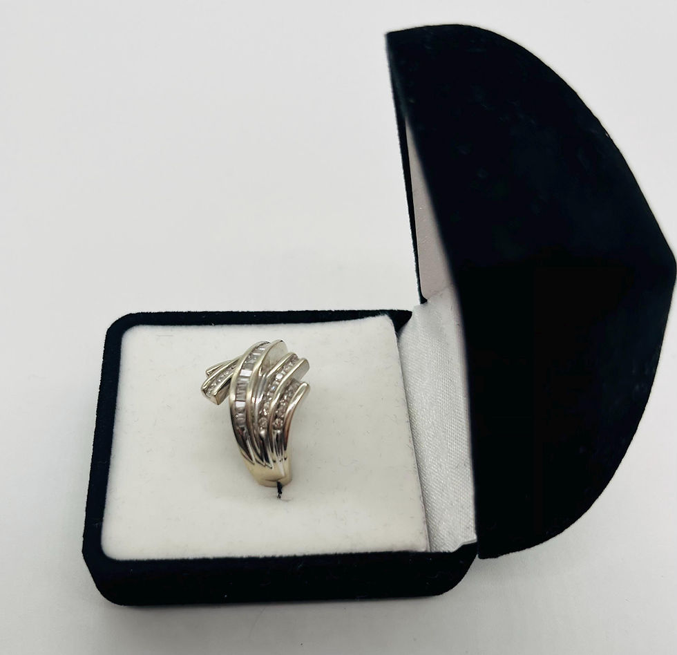 Thumbnail: Vintage Stamped 10K White Gold Dress Ring with Diamonds Siz