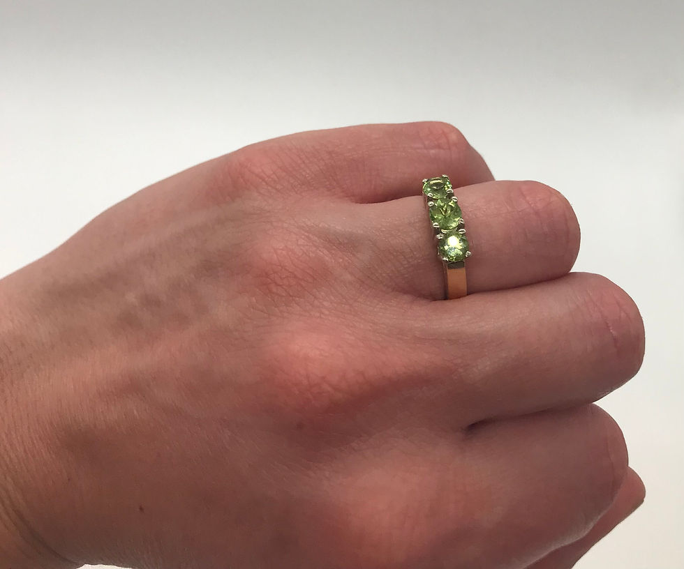 Thumbnail: 14K Yellow and White Gold Trinity Ring with Peridots
