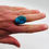 Thumbnail: Over Shape Turquoise Cocktail Silver Ring Size  8
