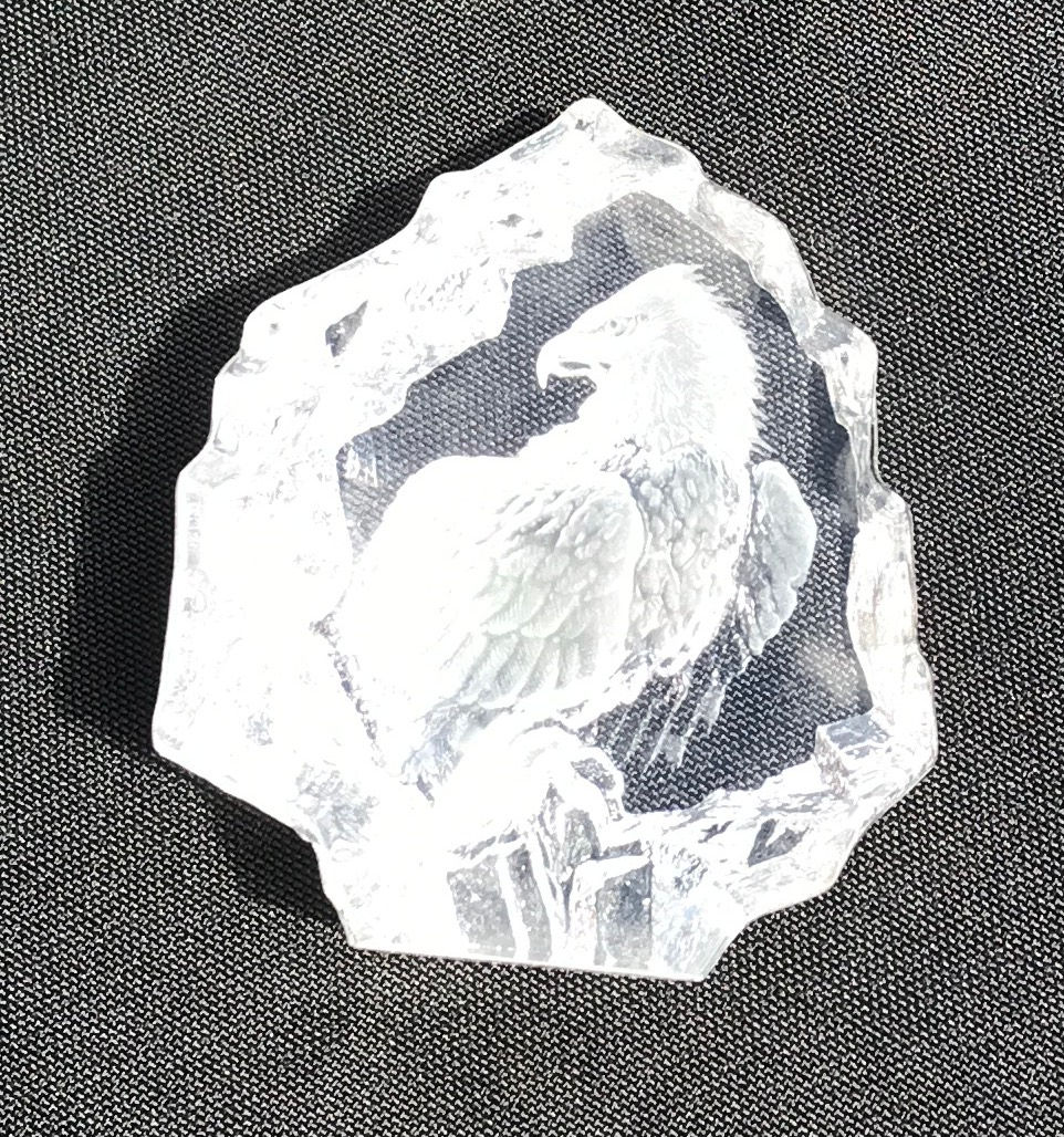 Thumbnail: Vintage Mats Jonasson Sweden Small Sculpture of Eagle Paperweight
