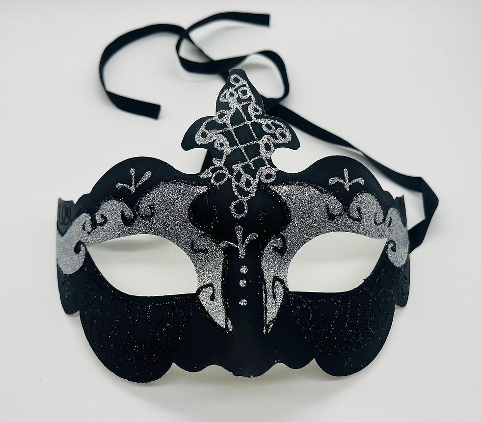 Bold Wide Style Masquerade Mask Black & Silver