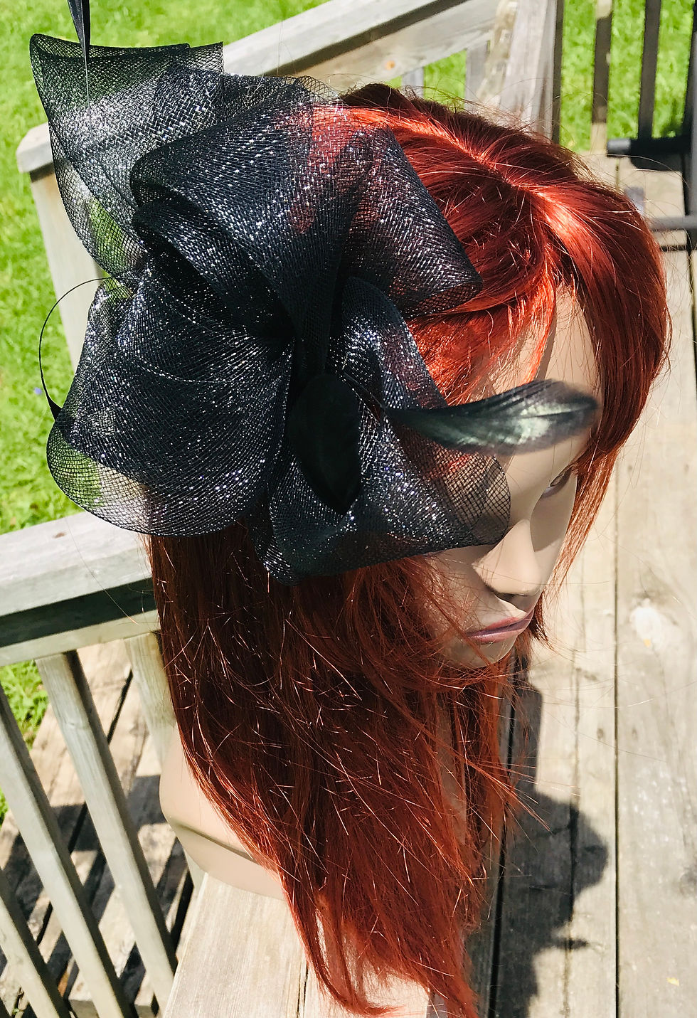 Thumbnail: Black Ribbon Style Fancy Fascinator with Feathers Clip and Headband