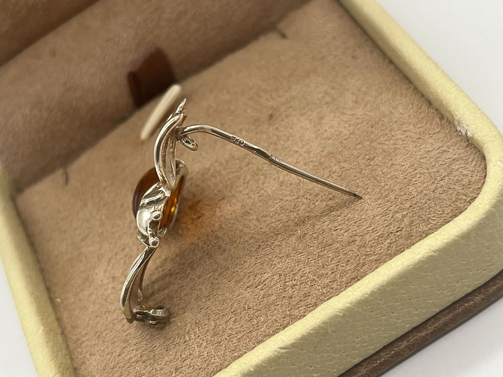 Thumbnail: Vintage Amber and Silver Fly Brooch Pin