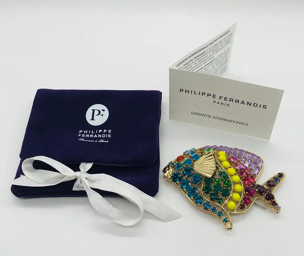 Thumbnail: Vintage Philippe Ferrandis Paris Large Multi Colour Fish Brooch Pin