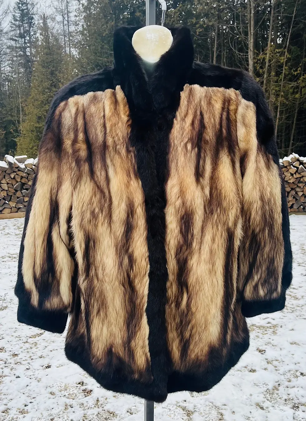 Vintage Black and Golden Brown Mink Fur Jacket
