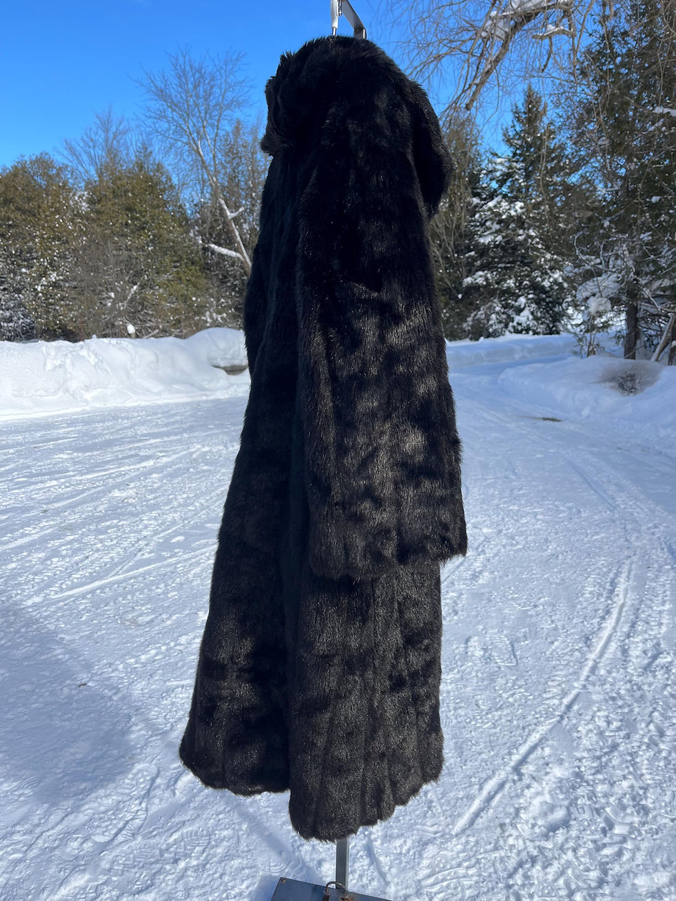 Thumbnail: Vintage Dark Brown Simple Design Faux Fur Jacket