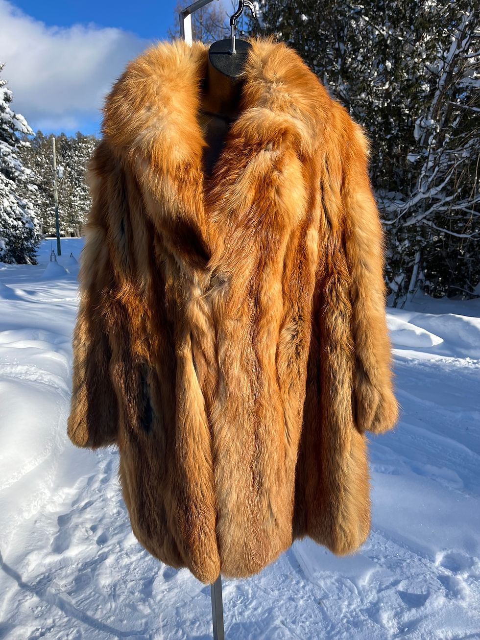 Vintage Men’s Plus Size Red Fox Fur Coat, Vintage Fur