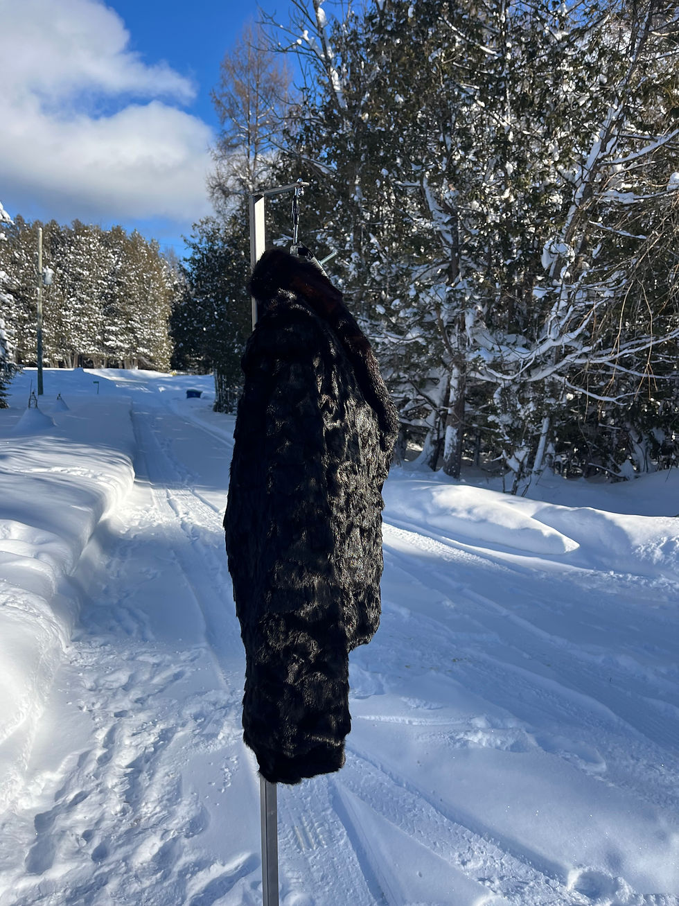 Thumbnail: Vintage Black Mink Bomber Fur Jacket - Size Large