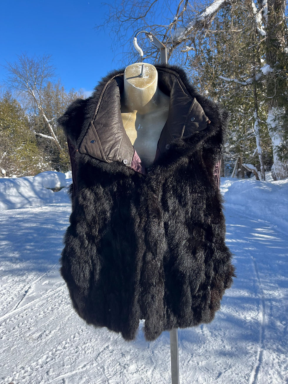 Vintage Andrew Marc Dark Brown Opossum Fur Vest