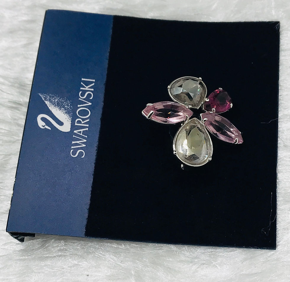 Vintage Swarovski Purple and Clear Flower Brooch Pin
