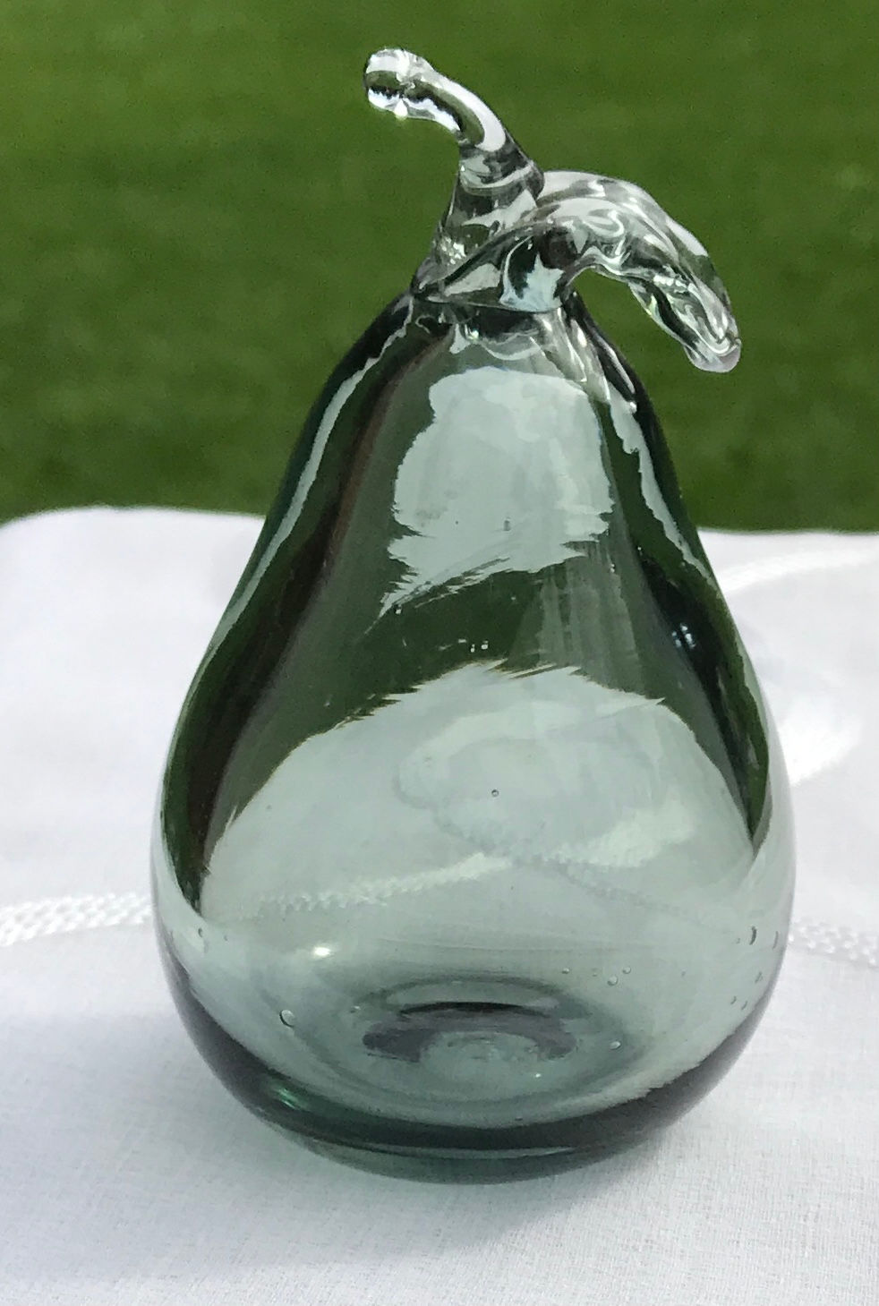 Handmade Signed La Mailloche Beaufort Art Glass Pear Shape Paperweight