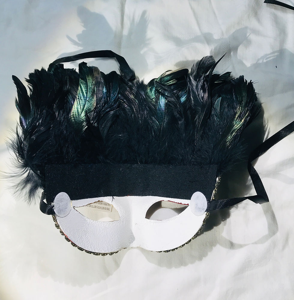 Thumbnail: Black, Red & Gold Roman Style with Feathers Masquerade Mask