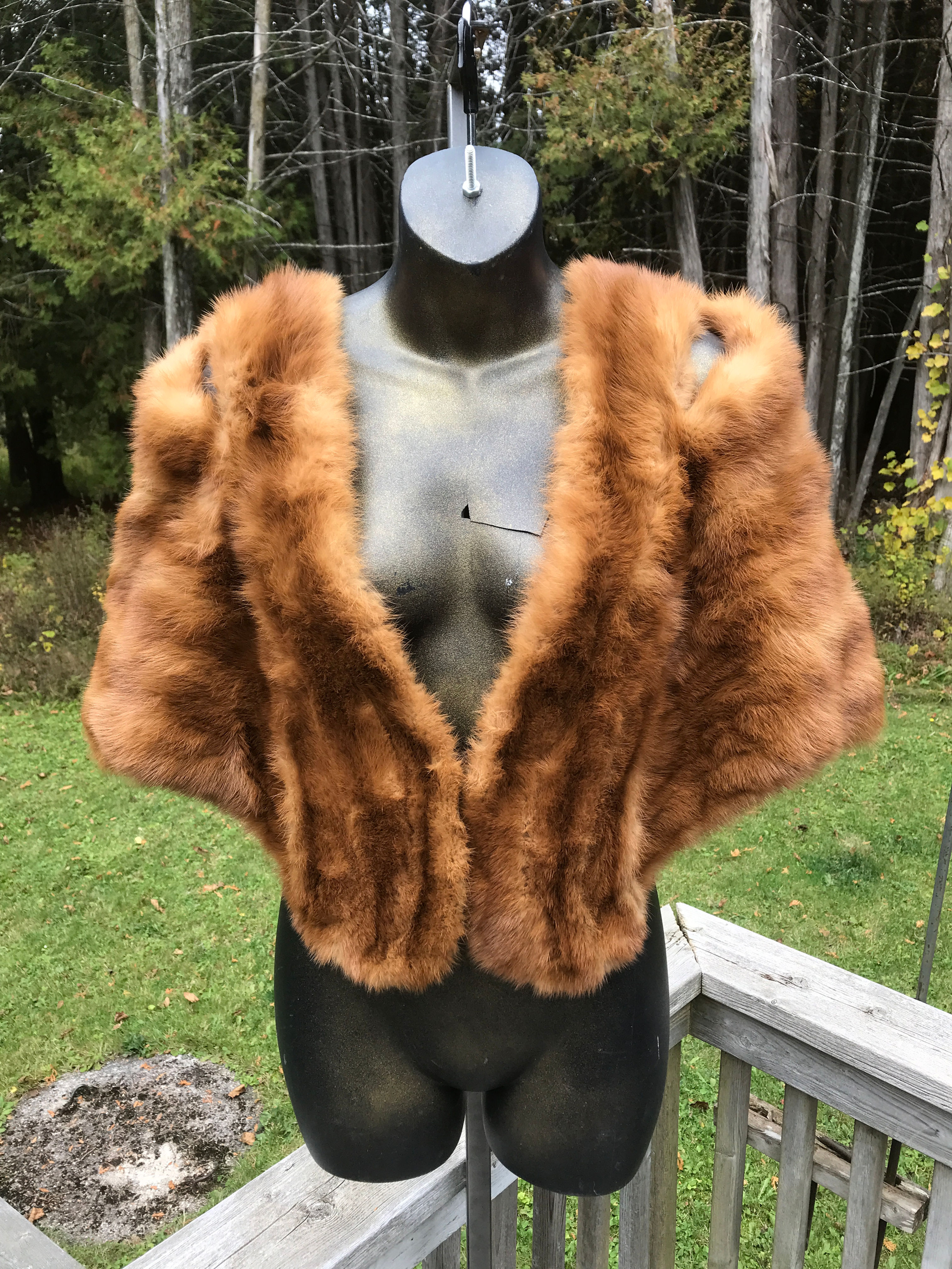 Vintage Thos Art Stiff Furs Ginger Red and Caramel Mix Mink Winter Shawl / Stole