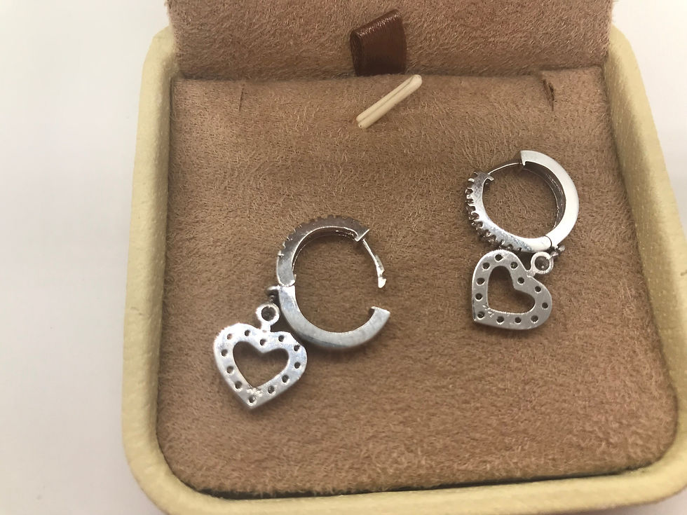 Thumbnail: Pair of 14K White Gold and Diamonds Heart Style Earrings, Vintage Earrings, Fancy Earrings, Real Diamond Jewelry, Heart Earri