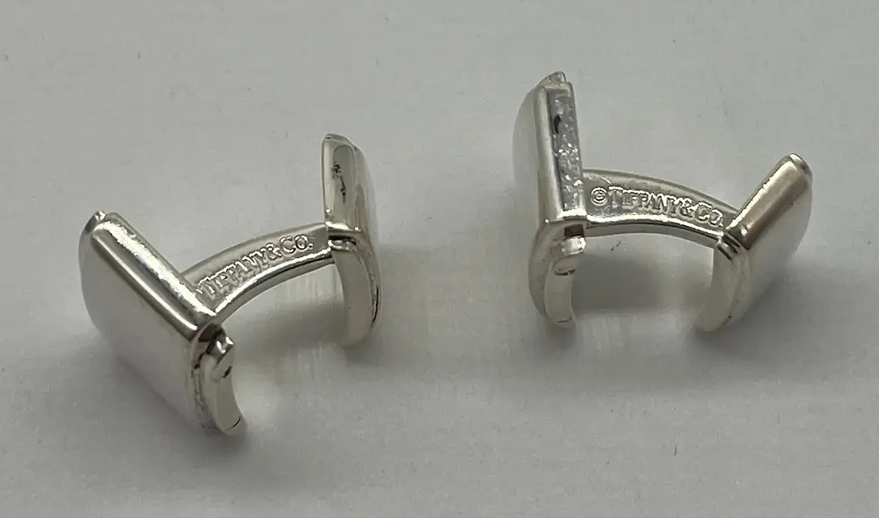 Thumbnail: Vintage Tiffany & Co Silver Pair of Simple Solid Cufflinks