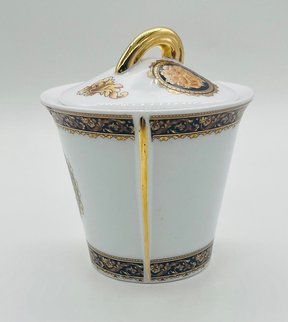 Vintage Bacchus T.Limoges Designed in France Porcelain Cobalt Blue and Gold Jar