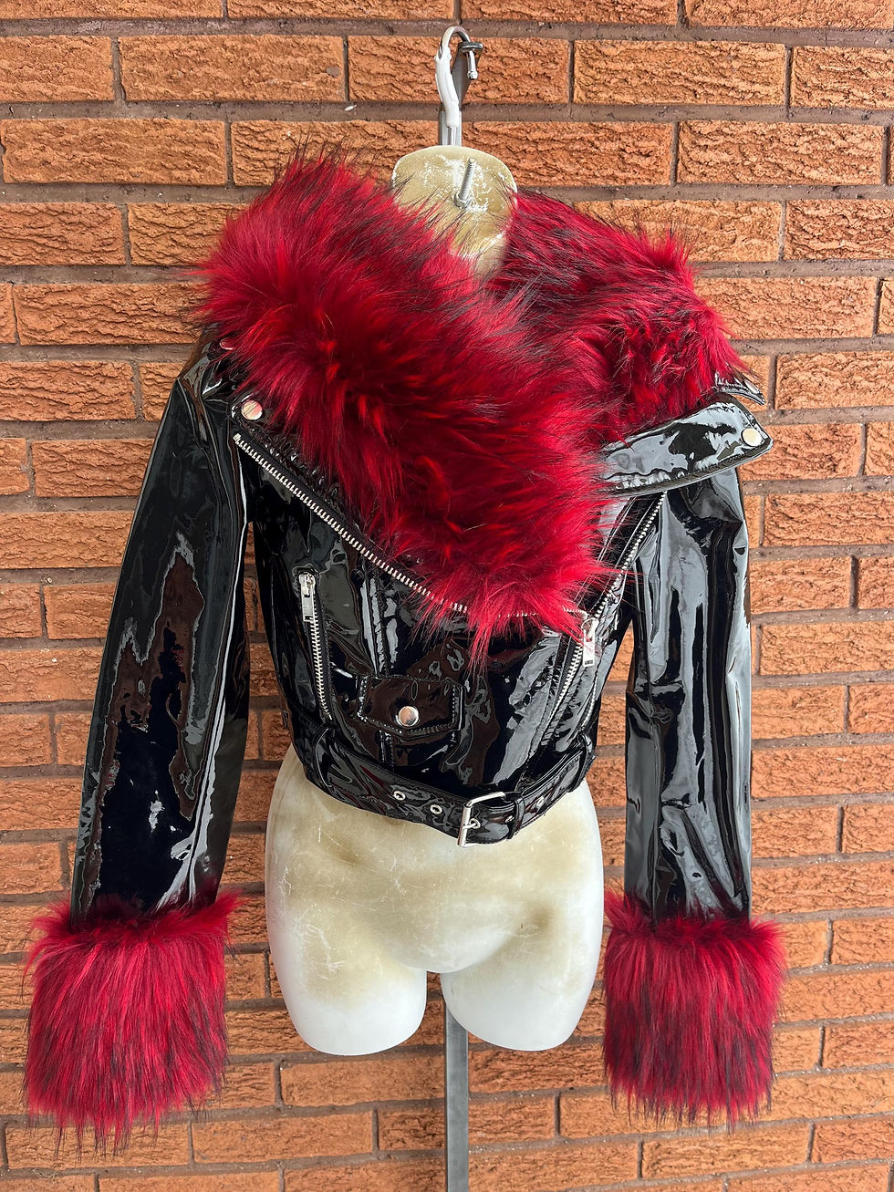 Current Mood Women’s Faux PVC and Faux Fur Biker Style Jacket