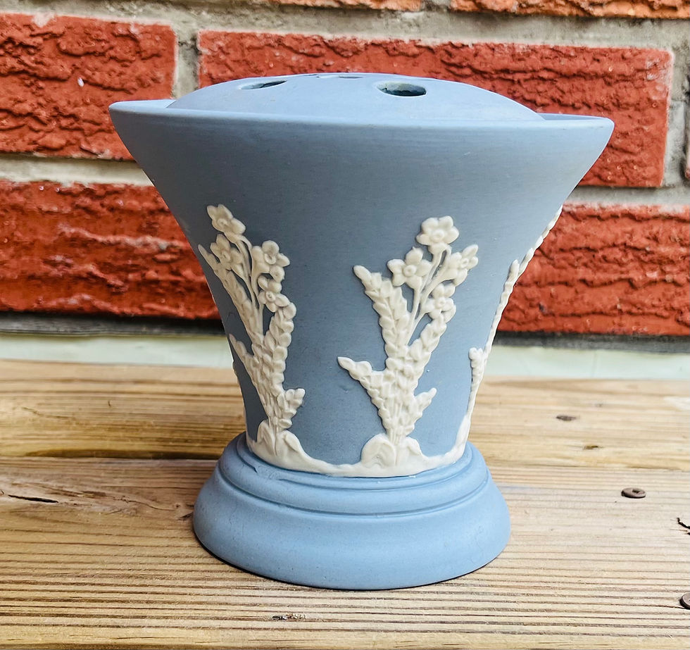 Vintage ECanada Art Pottery Forget Me Not With Flower Frog Emery