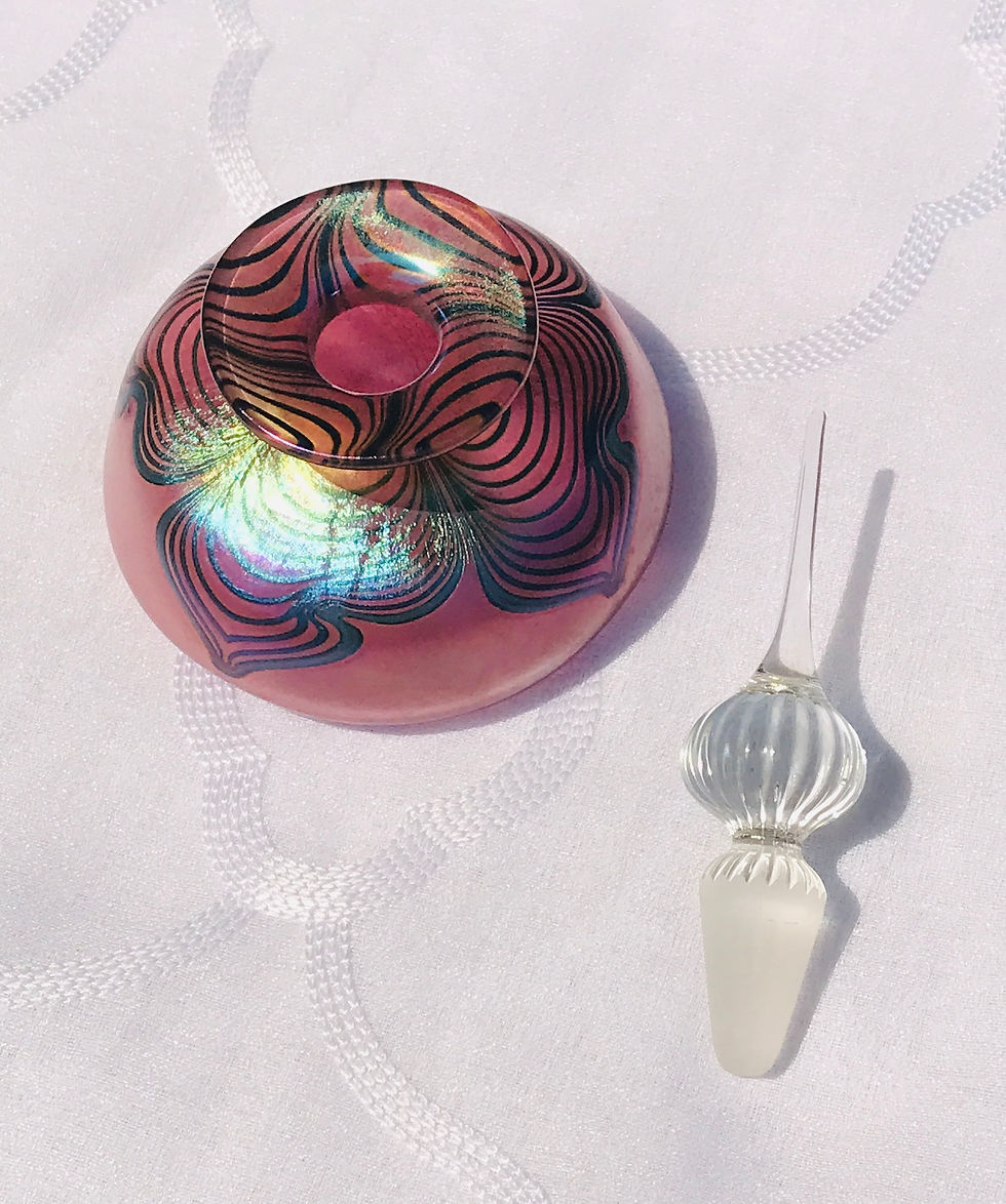 Thumbnail: Handmade Signed Robert Held Art Pink Iridescent Perfume Bottle
