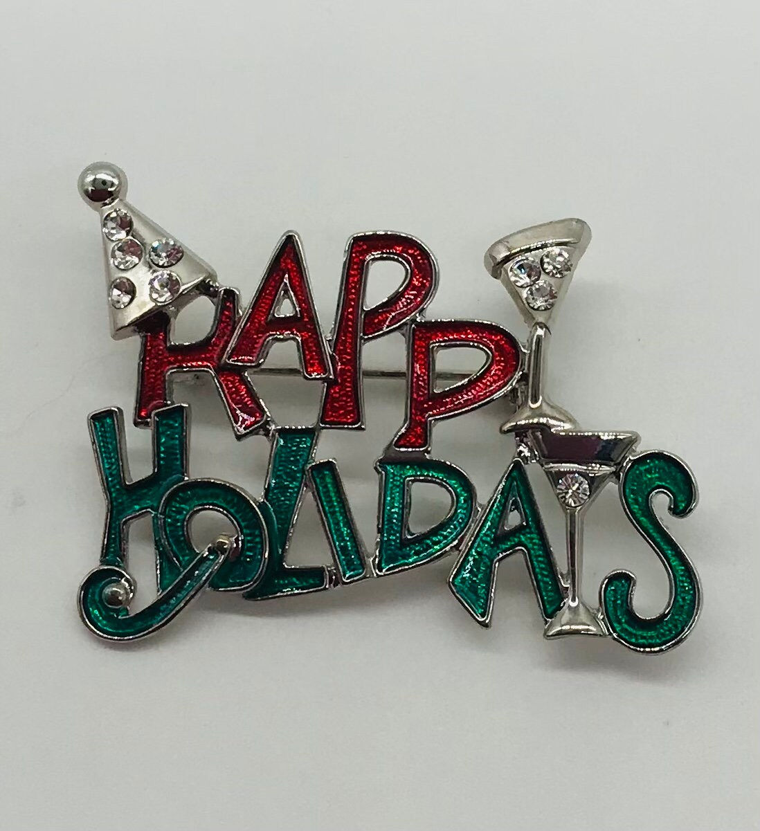 Happy Holiday Brooch Pin, Jewelry for Christmas