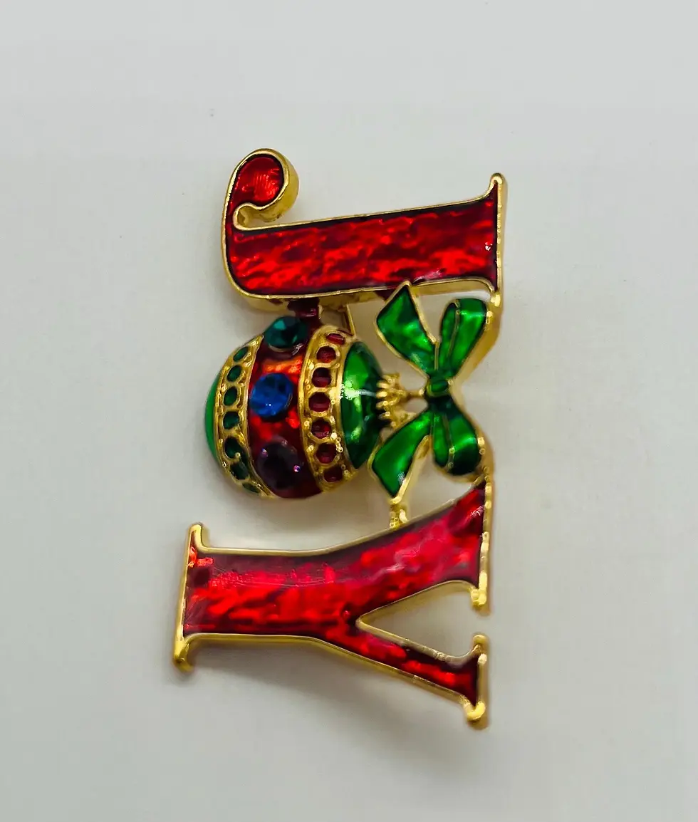 Thumbnail: Christmas Joy with Ball Decor and Rhinestones Brooch Pin