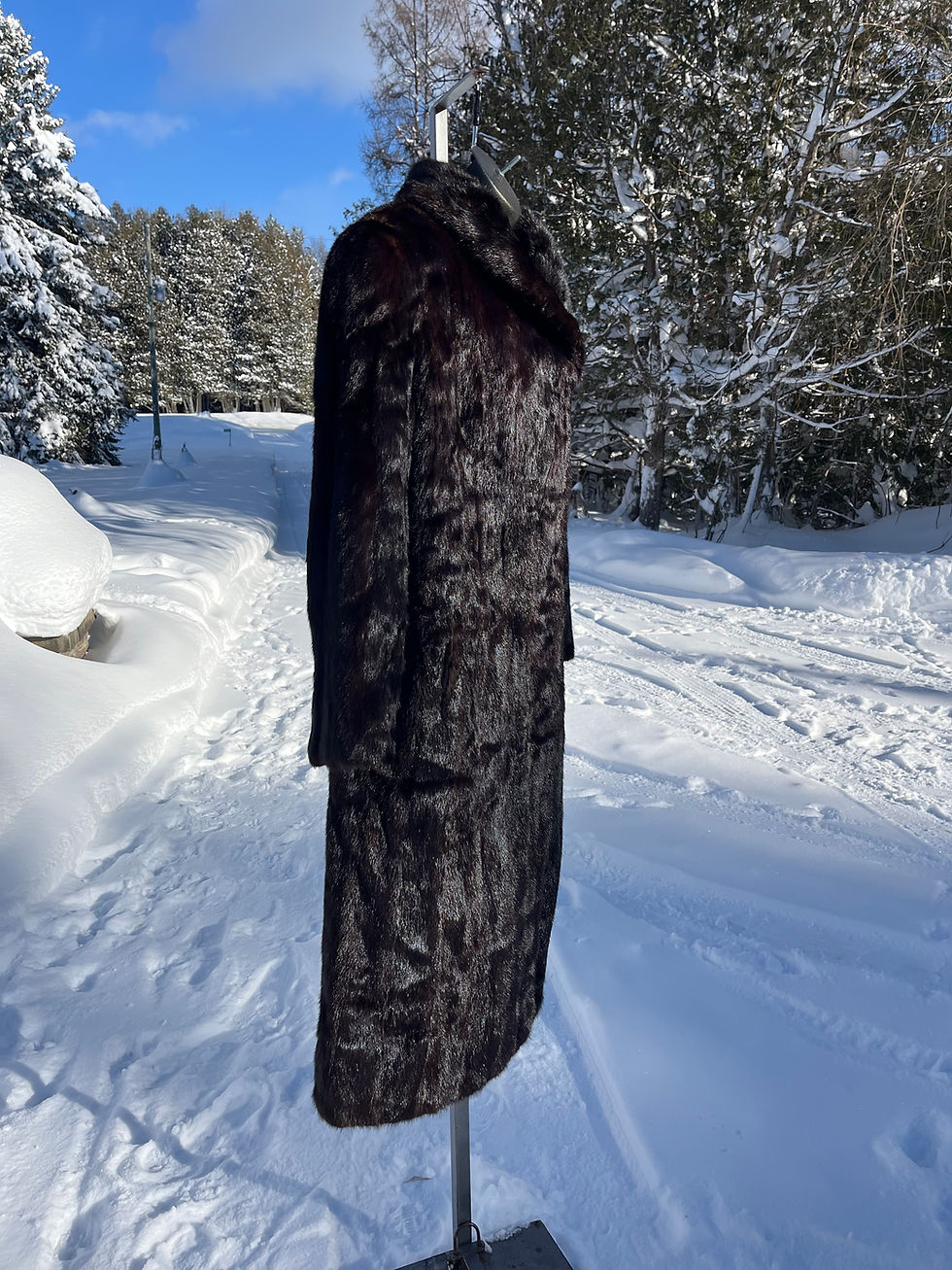 Thumbnail: Vintage Full Length Dark Brown Mink Fur Coat - Size X-Large