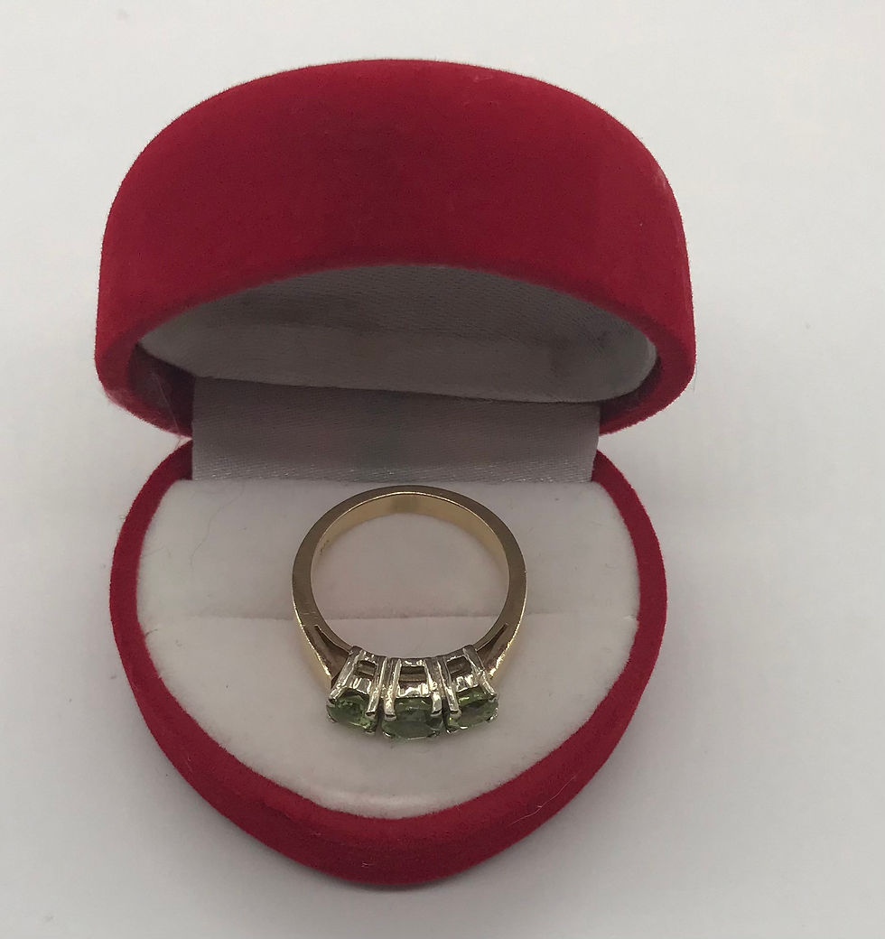 Thumbnail: 14K Yellow and White Gold Trinity Ring with Peridots