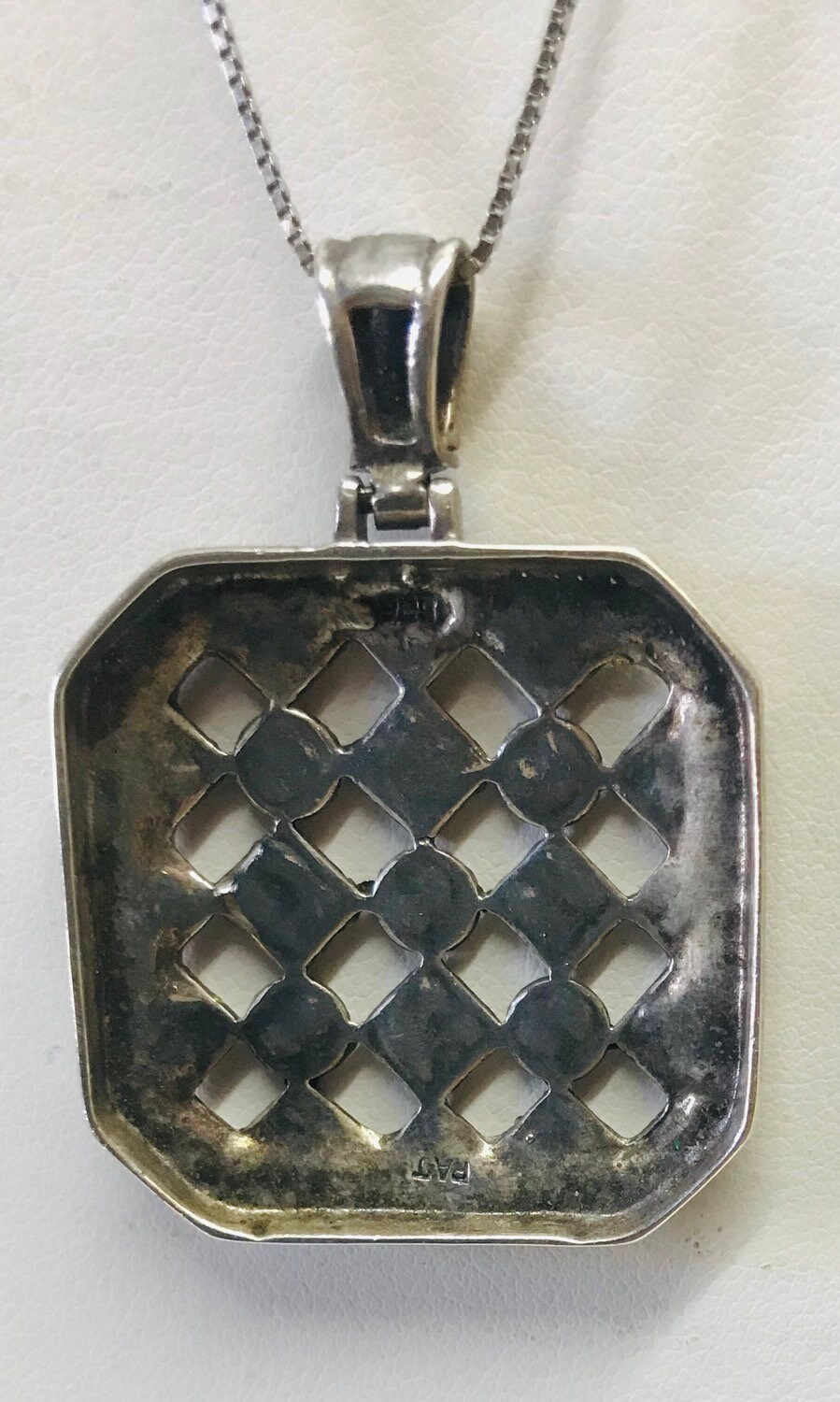 Thumbnail: Vintage Square Shape Marcasite Set in Silver Pendant