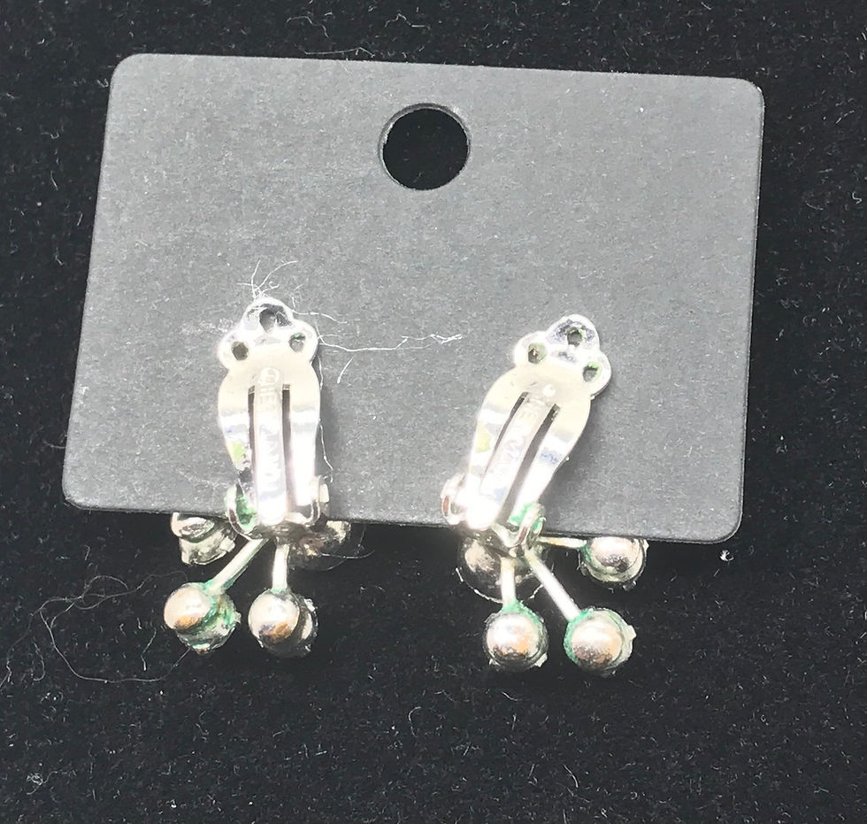 Thumbnail: Vintage Signed SHERMAN Sparkling Clear Floral Clip-on Earring