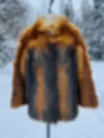 Vintage Red and Black Fox Fur Jacket