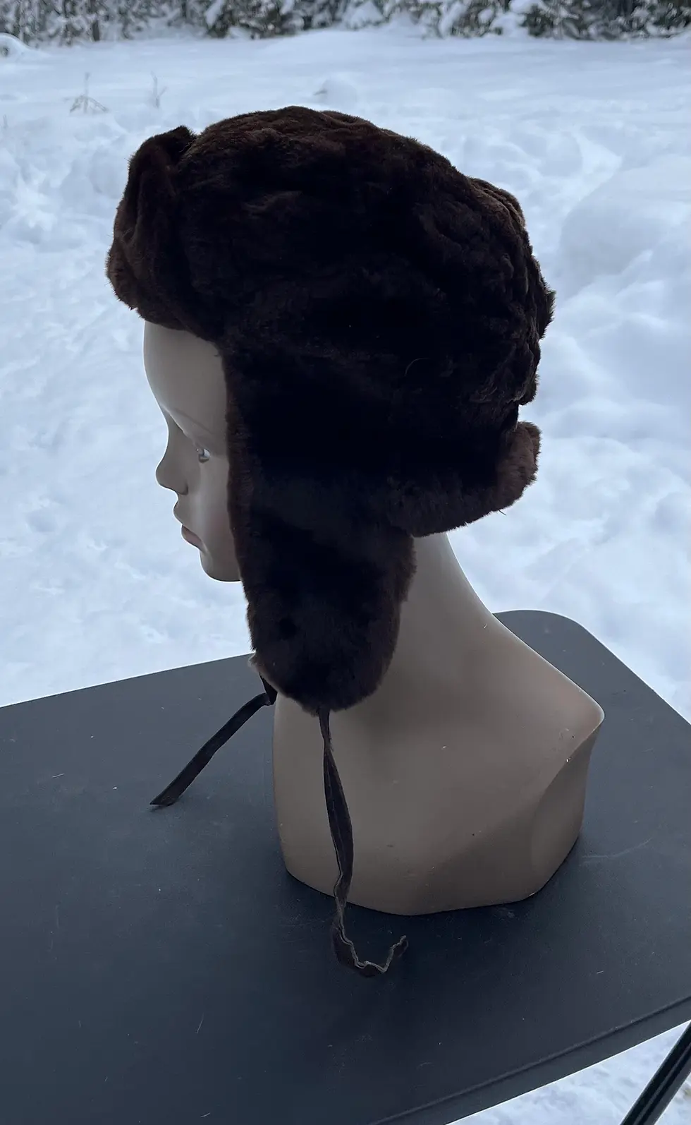 Vintage Sheared Mink Brown Fur Hat, Vintage Hat