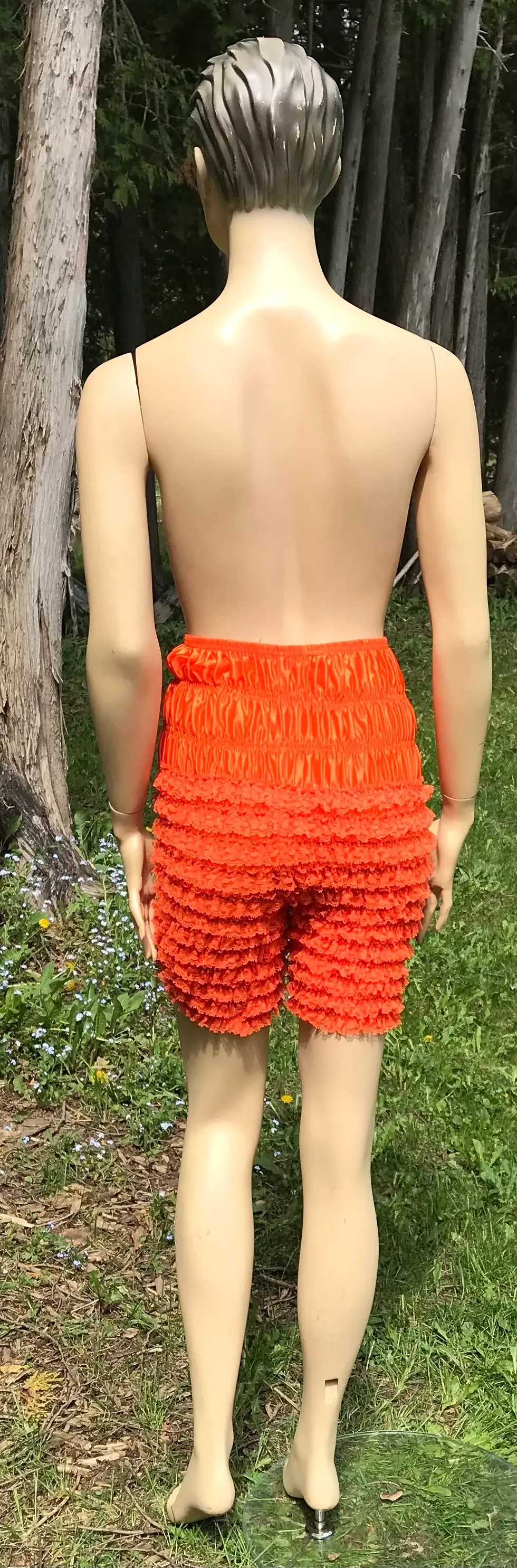 Thumbnail: Orange High Waisted Crinoline Material Pettipant Shorts Medium, Bloomers