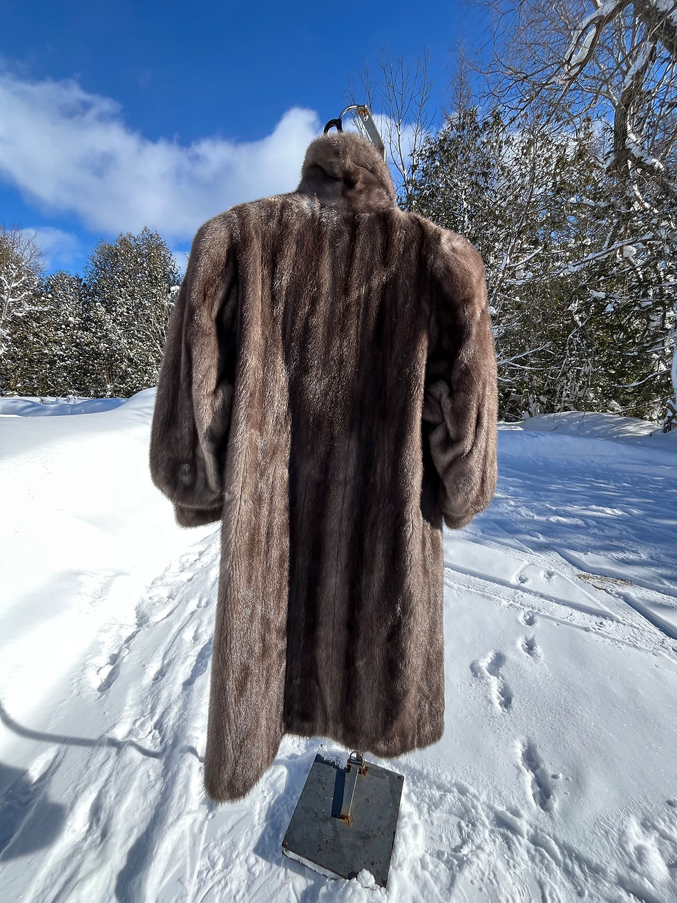 Thumbnail: Vintage Silver Mink Fur Three Quarter Cut Jacket - Size X-Large