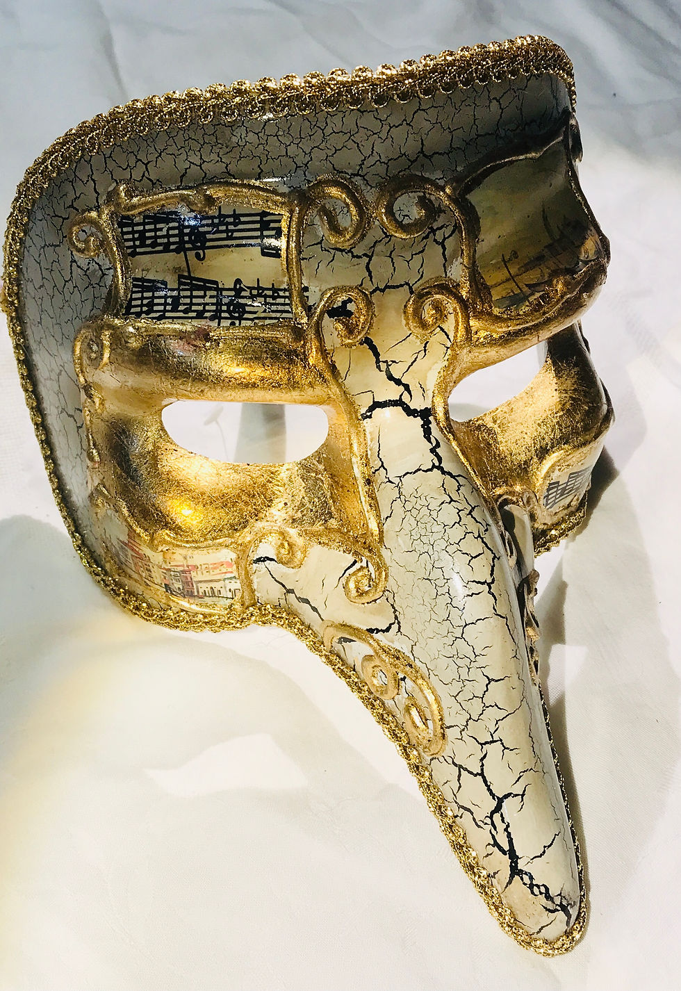 Thumbnail: Short Beak Venetian Style Roman Zanni Masquerade Mask Round Cut Edge Variety Col