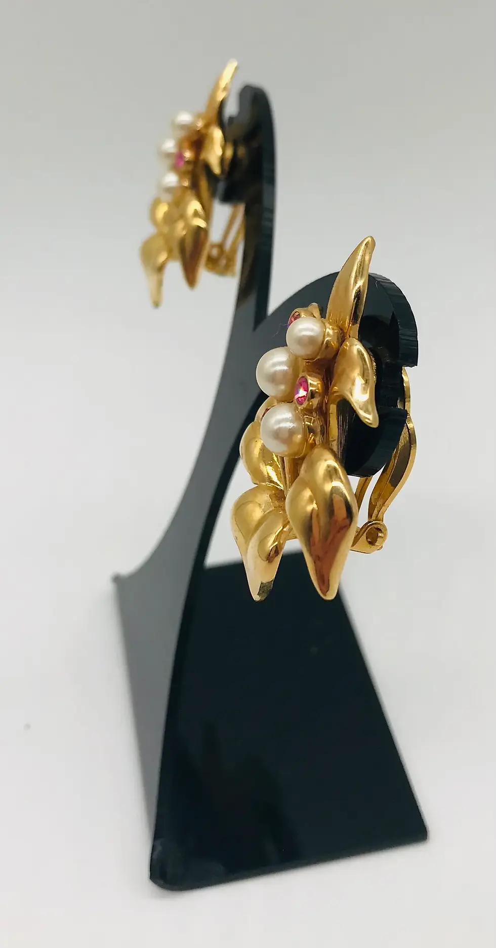 Thumbnail: Vintage Signed Swarovski SAL Floral Costume Clip-on Earrings