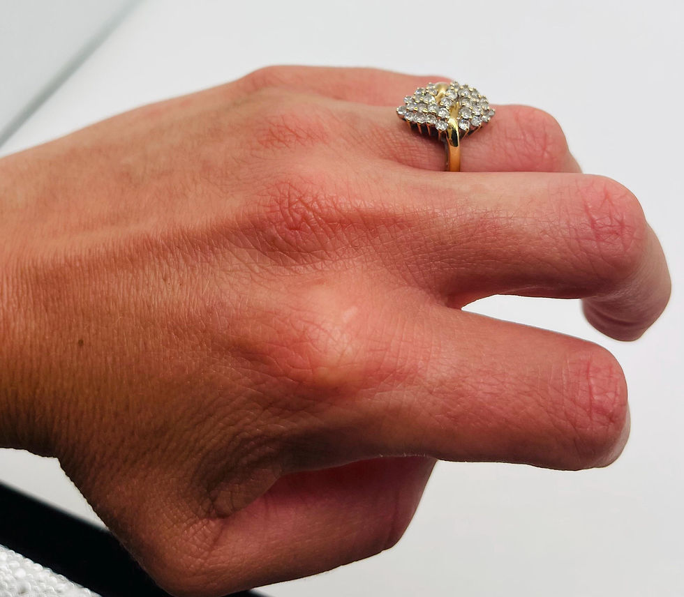 Thumbnail: Vintage Stamped 14k Yellow Gold Duster Ring with Diamonds Size 7