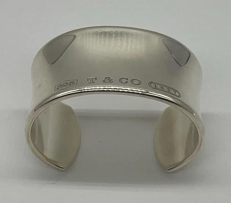 Thumbnail: Vintage Tiffany & Co Silver Wide Simple Solid Bangle Bracelet