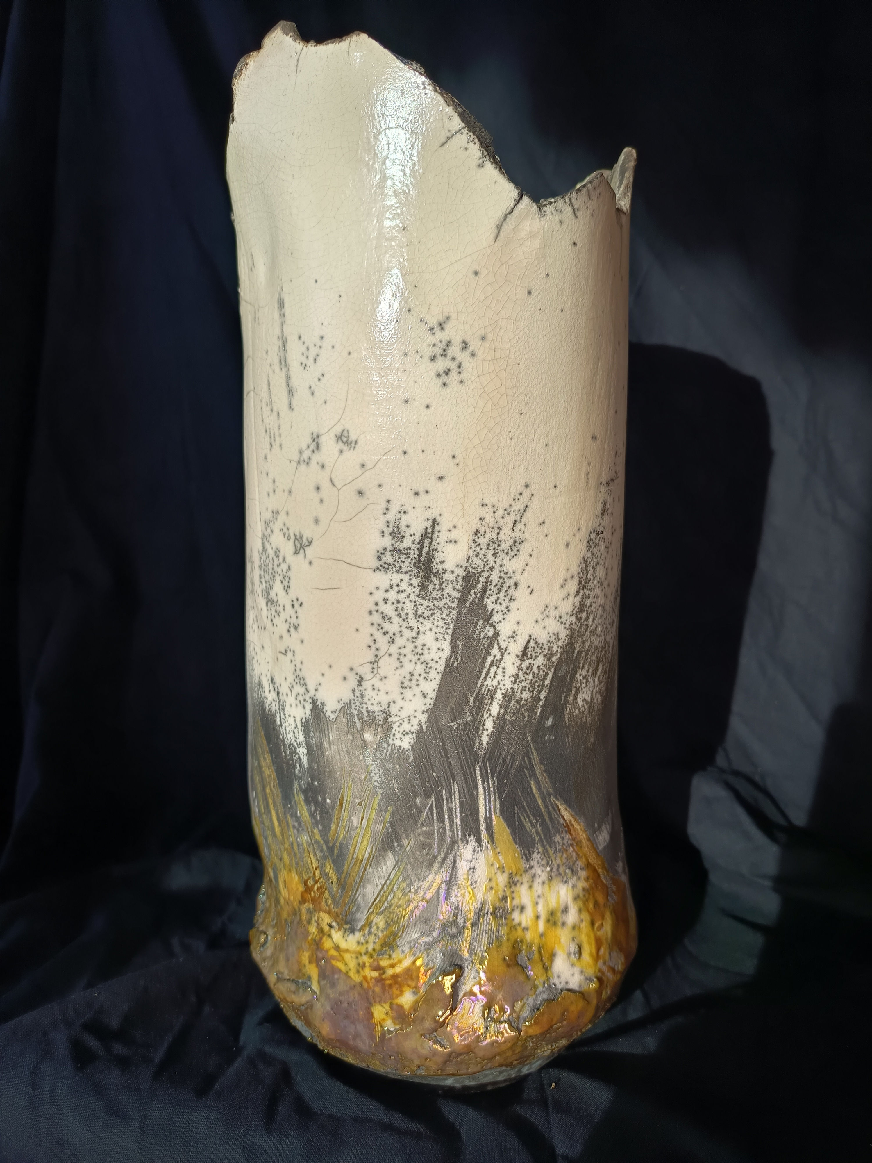 Vase Ikebana-no-kabin en Raku Yaki