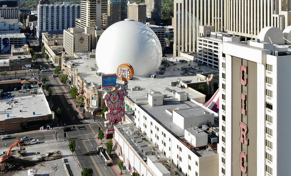 Smooth, uniform finish on the Silver Legacy Dome after rope-access coating project in downtown Reno.