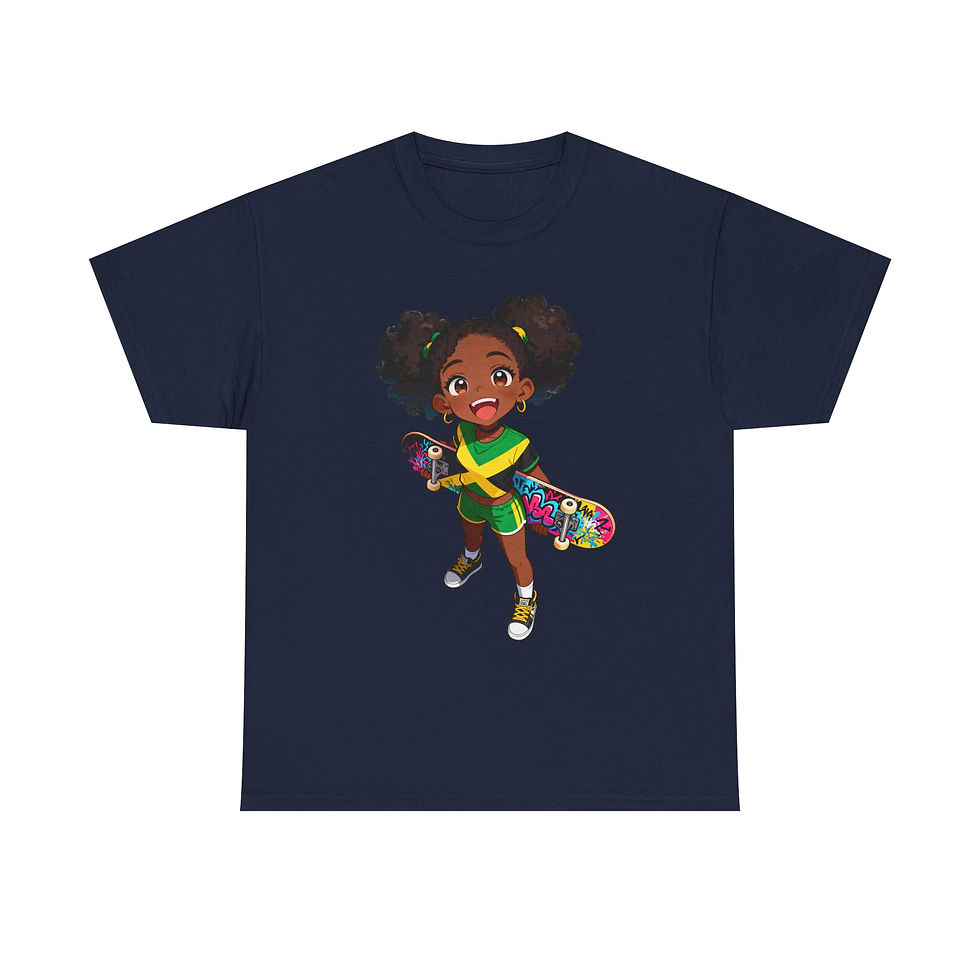 Thumbnail: Jamaican Anime Skater Girl Tee